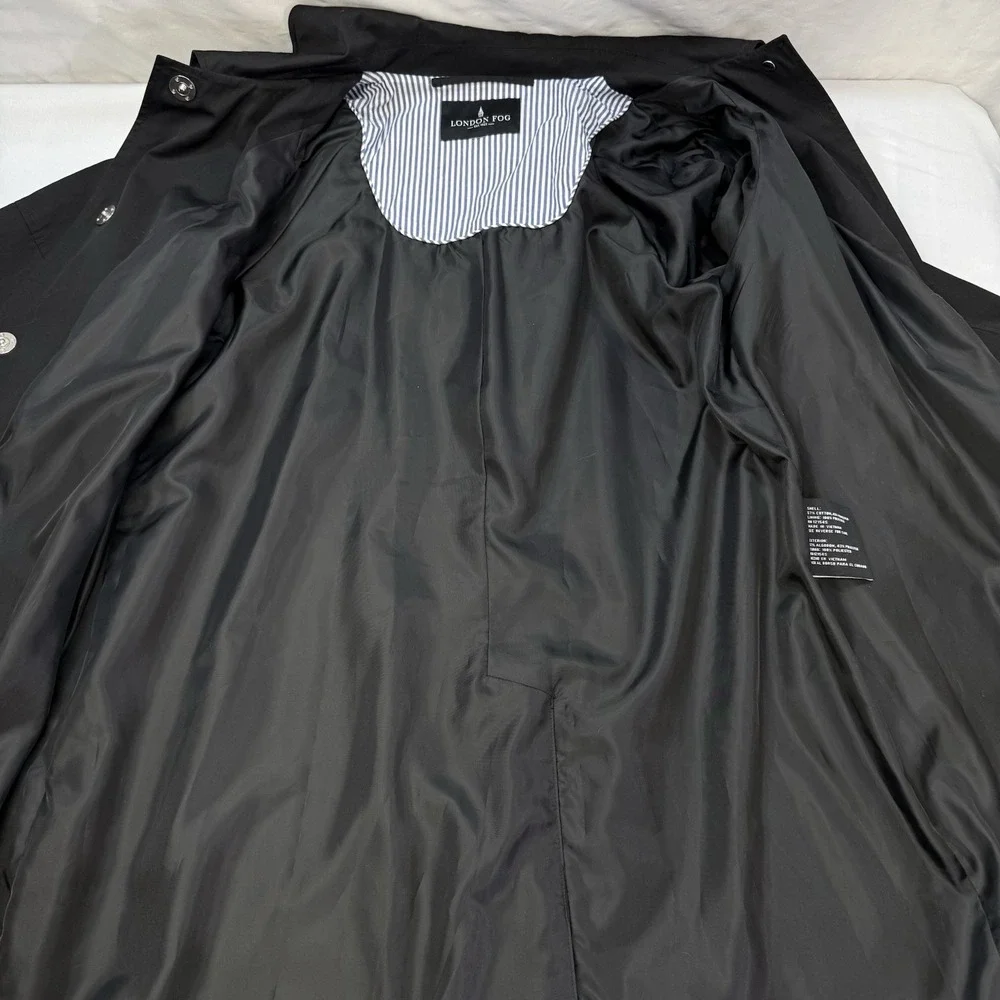London Fog Hooded Trench Rain Coat Classic Black Womens XXL - Picture 10 of 16